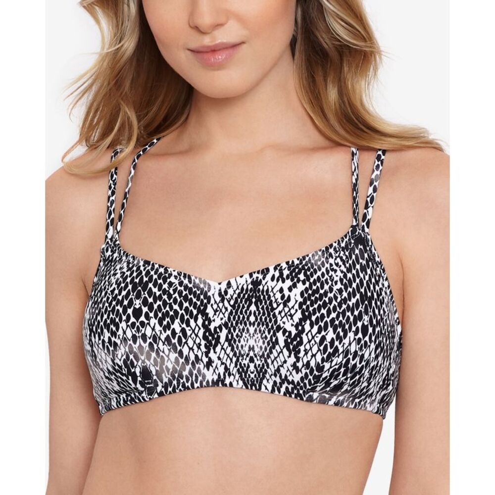Salt + Cove Simple Scale Strappy Bralette Bikini Top In Black/white Bla